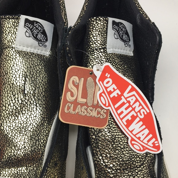 VANS SK8 hi slim zip Gold Black Hip Shoes 8.5 10 - Picture 3 of 5